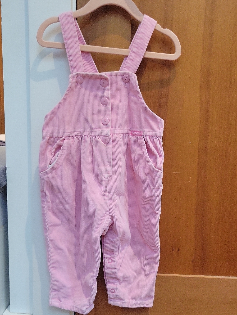 Oshkosh Bgosh  Vestbak Genuine Article Overalls Corduroy Bubblegum Pink Ruffles.